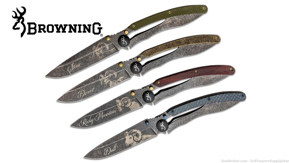 BROWNING Limited Edition FOLDING POCKET KNIFE SET OF 4 Collectors Item!-img-0