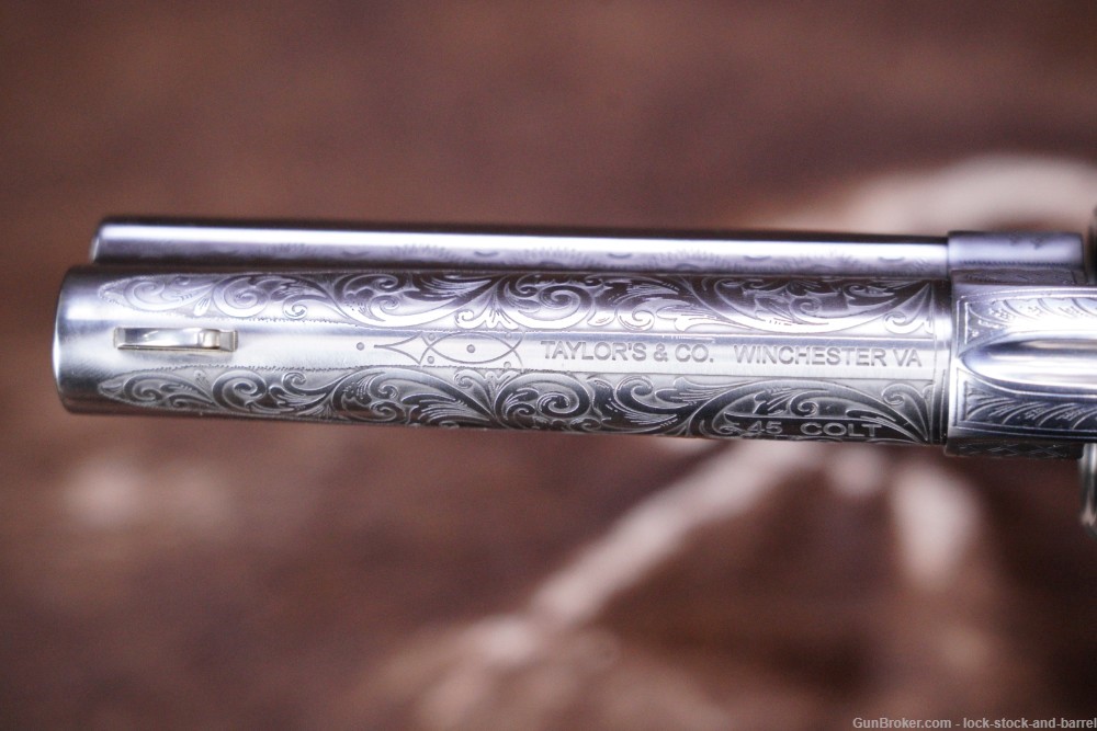 Taylor’s Uberti Model 1873 Engraved Stainless Cattleman  4.75” SAA Revolver-img-15