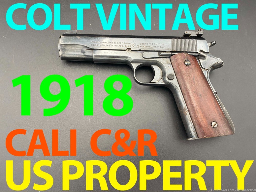 Colt 1911 VINTAGE Y1918, 2x Colt-Mags 1911 Colt US Property CALI C&R CA-img-0