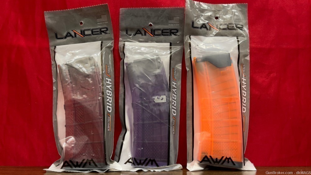 3 Lancer L5AWM 30 Round 5.56 .223 Red Purple Orange Translucent Magazines -img-0