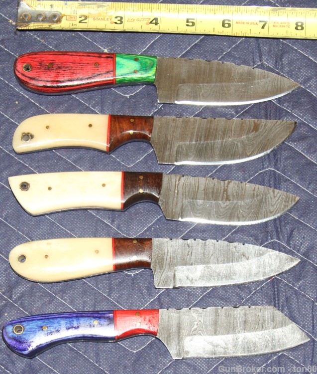 5 CUSTOM HANDMADE DAMASCUS KNIVES WITH SHEATHS #5-img-0