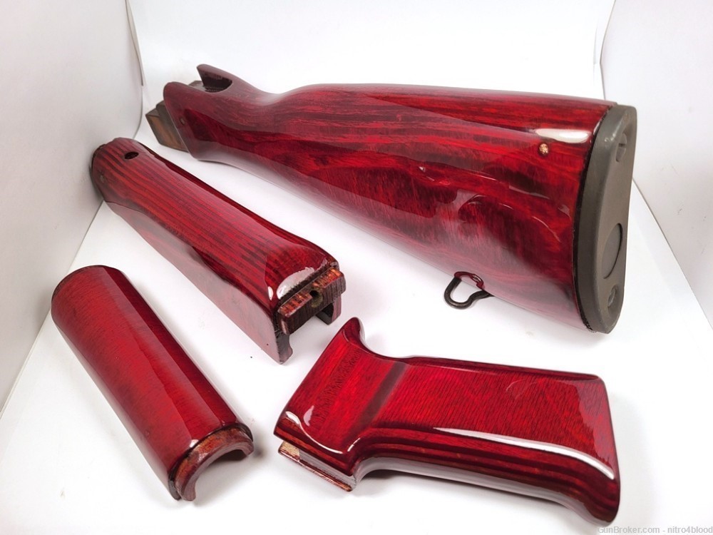 Beautiful Gloss Bright Red AK47 AK74 Laminate Wood Set-img-3