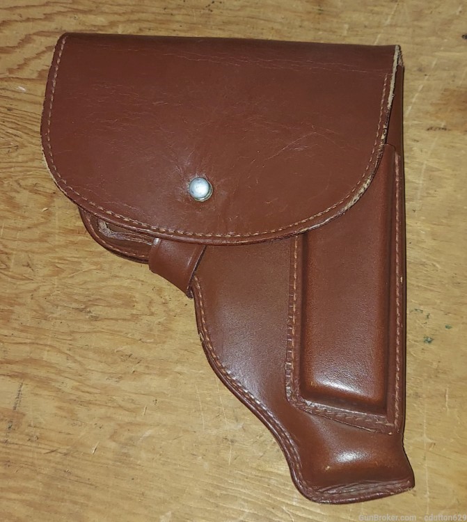 East German Makarov brown leather military flap holster-img-0
