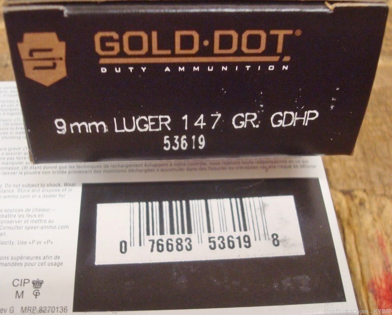 500 Speer 9mm Gold Dot 147 grain GDHP NEW ammunition 53619-img-3