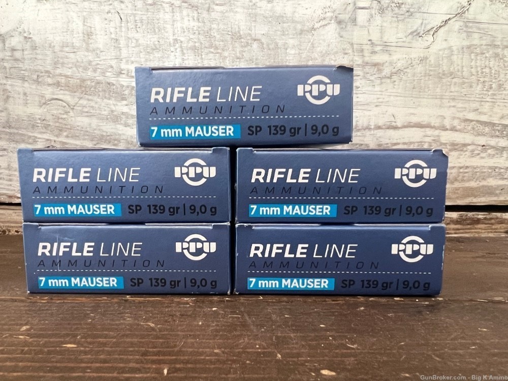 PPU 7mm Mauser 7x57 mauser SP soft point 139 grain hunting ammo 100 rounds-img-0