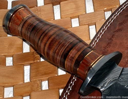 Dagger folded steel Leather stacked handle knife-img-1