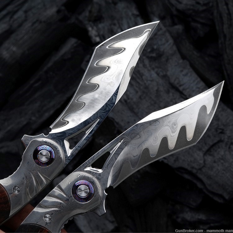 Handmade SKD11 core Damascus Steel Folding Knife-img-3