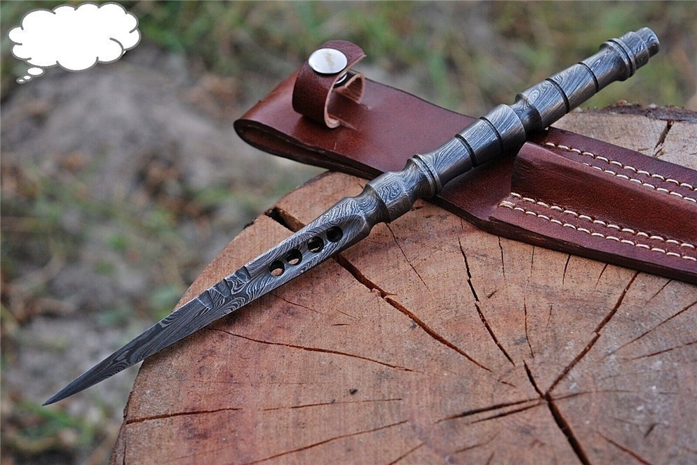 Damascus Dagger CNC cut All one piece of steel-img-1