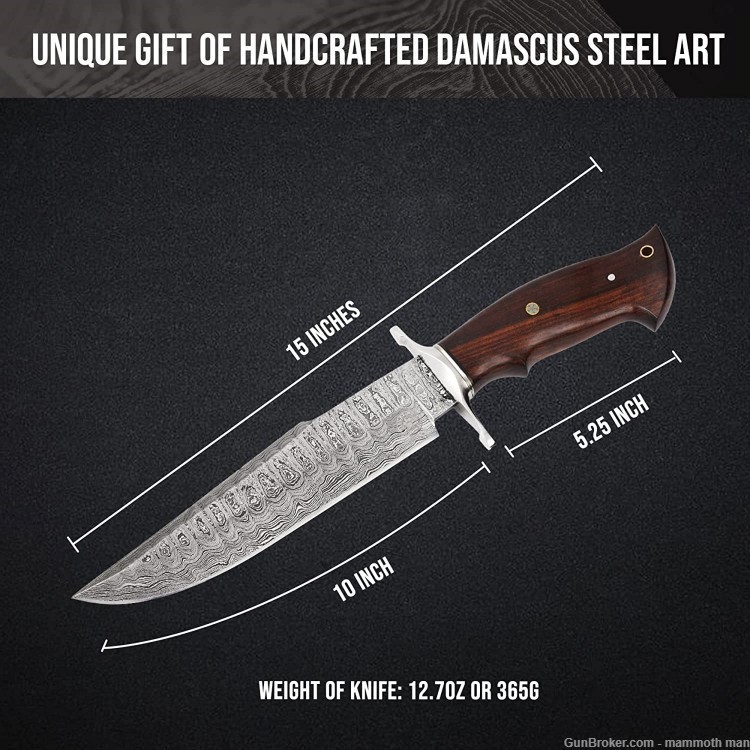 Bowie knife Damascus steel with Custom sheath-img-0