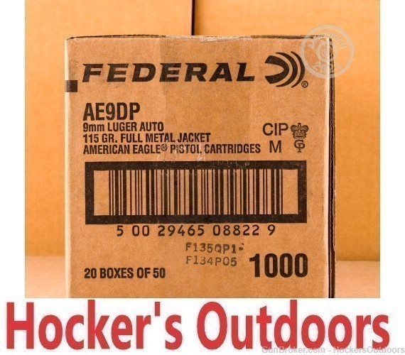 1000 Rounds Federal 9mm 115 grain AE9DP FMJ 9 mm New Ammunition-img-0