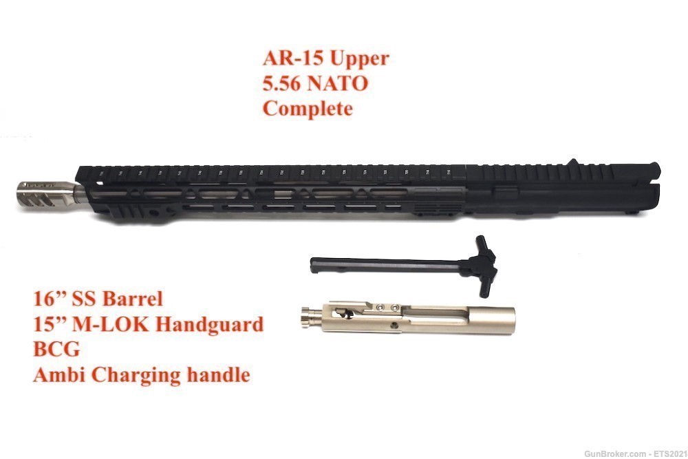 AR-15 16'' inch 5.56 NATO Carbine Upper 15'' M-LOK Rail Complete w/ BCG-img-0