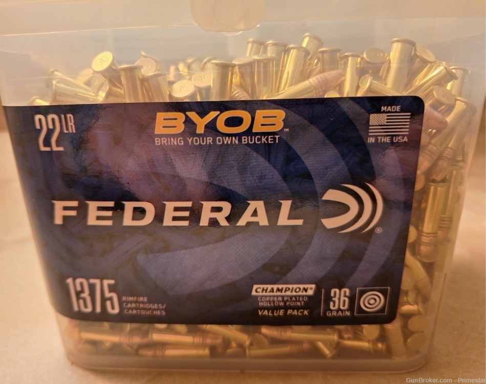 22LR AMMO 1375 ROUNDS BULK BUCKET BYOB 22 LR 36gr HP Federal box ammunition-img-6