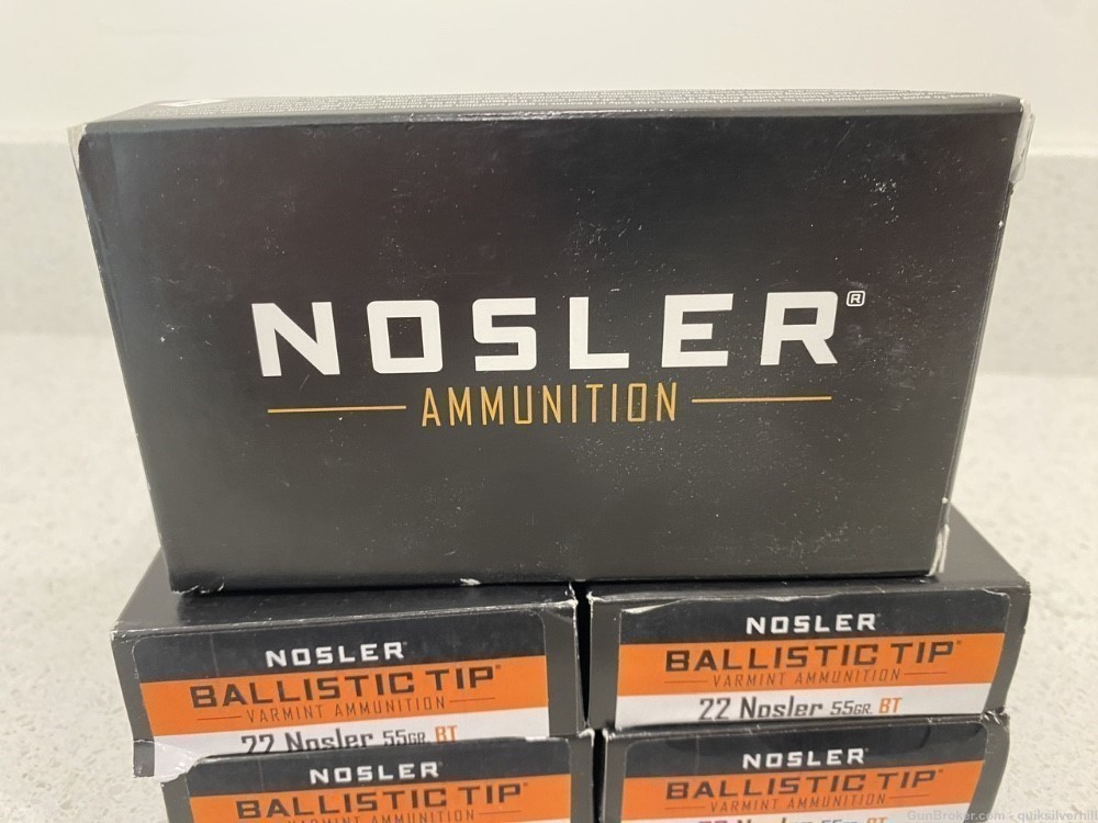 100 Rounds Factory New Nosler Brand 22 NOS 55 gr Ballistic Tip Ammo-img-1