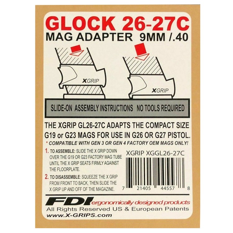 X-GRIP Magazine Adapter for Glock 26/27 Compact (GL26-27C)-img-4