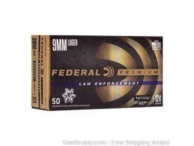 Free Shipping! 1000rd Case Federal LE 9mm 124gr HST JHP Ammo 
