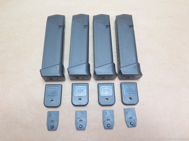 Glock Magazines 17-Round With +2 Glock Bottoms Made in Austria Lot of 4 -img-0