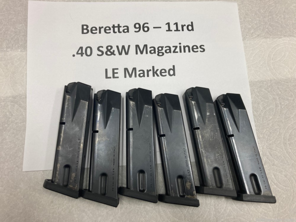 Six (6) Beretta 96 .40 S&W 11rd Mags – LEO Restricted-img-0
