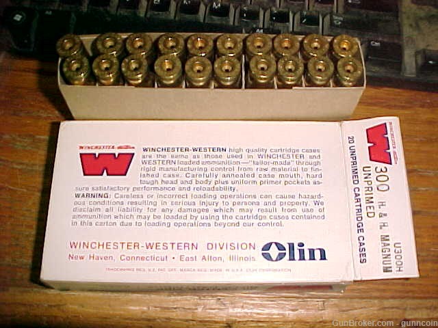 Reloading New Brass W-W Super 300 H&H Magnum 2 Boxes of 20 Total 40 Rounds-img-0