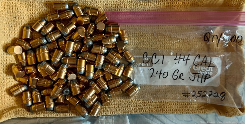 CCI .44 Cal 240 Gr JHP Bullets: New: #100 *Hard To Find Out of Stock*-img-0