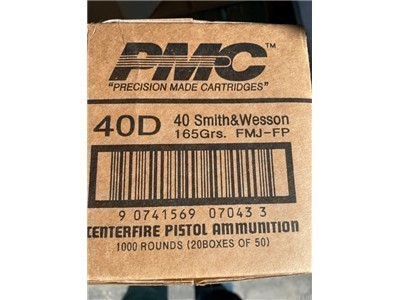 PMC Bronze .40 S&W Ammo 165 Grain Full Metal Jacket. 1000 round case.