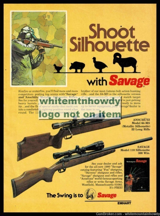 1980 SAVAGE 110 Silhouette ANSCHUTZ 64-M Rifle PRINT AD-img-0