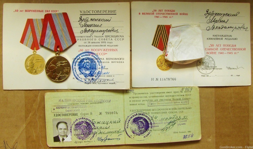 2 Russian-Soviet Awards with Booklet-Certificates of veteran of WWII -img-1