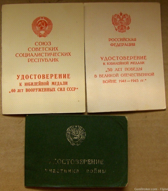 2 Russian-Soviet Awards with Booklet-Certificates of veteran of WWII -img-0