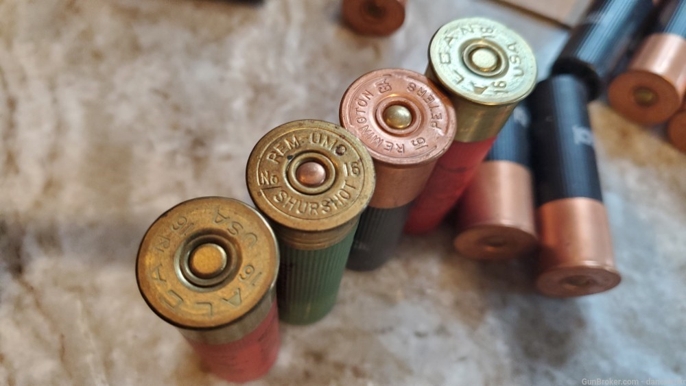 16 Gauge Shotshells - 50 rounds #6's mixed bag some vintage Alcan & Rem-img-14