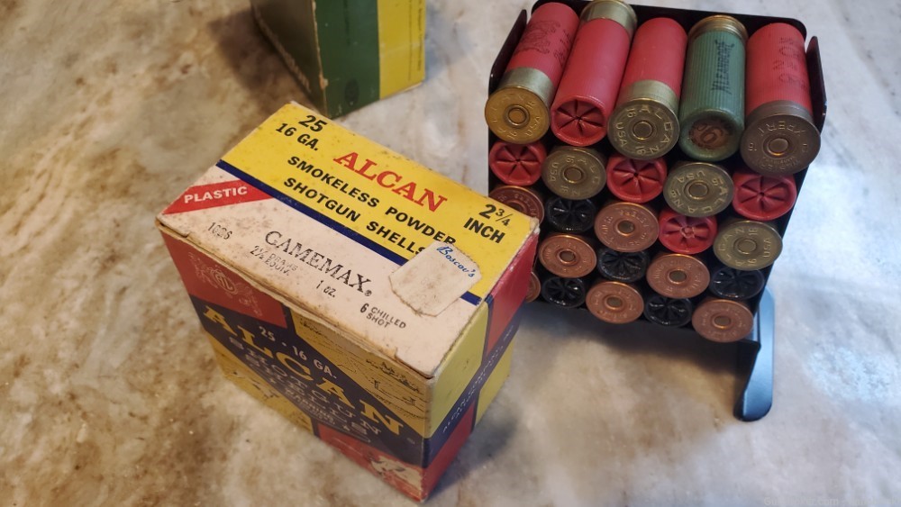 16 Gauge Shotshells - 50 rounds #6's mixed bag some vintage Alcan & Rem-img-9