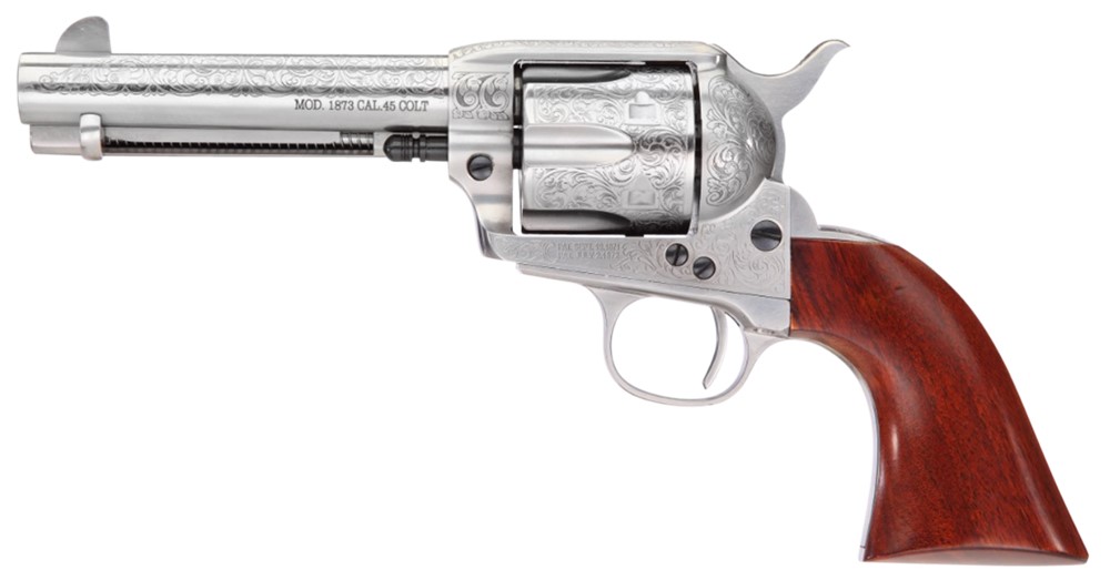 Taylors & Company 1873 Cattleman 45 Colt (LC) Revolver 4.75 6+1 White Flora-img-0