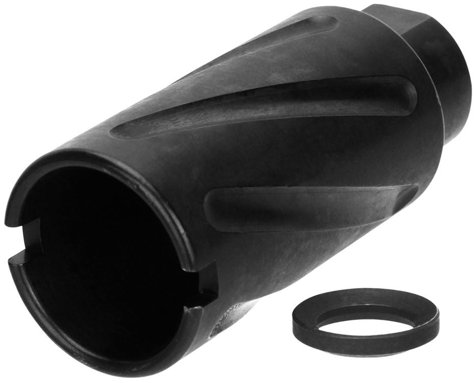 TacFire Spiral Fluted Muzzle Brake Black Oxide Steel with 1/2-28 tpi Thread-img-0