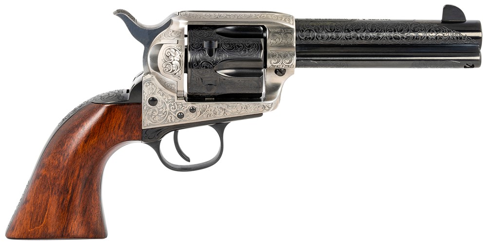 Taylors & Company 1873 Cattleman 45 Colt (LC) 4.75 6+1 Blued Floral Engrave-img-0