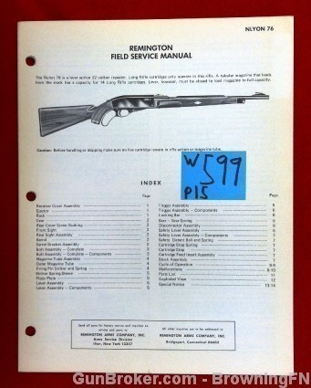 Orig Remington Model Nylon 76 Field Service Owners Instruction Manual-img-0