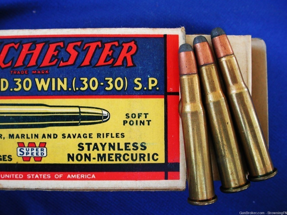  Rare Prewar Winchester FULL BOX  20 Rounds .30-30 Model 94 64 W.C.F Marlin-img-6