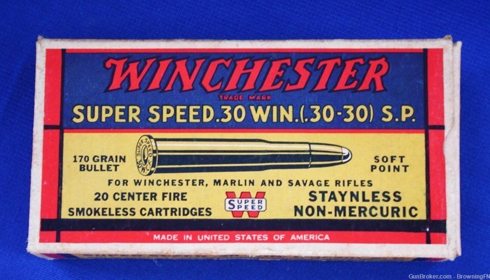  Rare Prewar Winchester FULL BOX  20 Rounds .30-30 Model 94 64 W.C.F Marlin-img-2