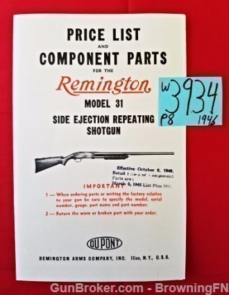 Orig Remington Model 31 Owners Manual 1946-img-0