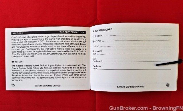 Orig Colt Python Owners Instruction Manual 1990-img-1
