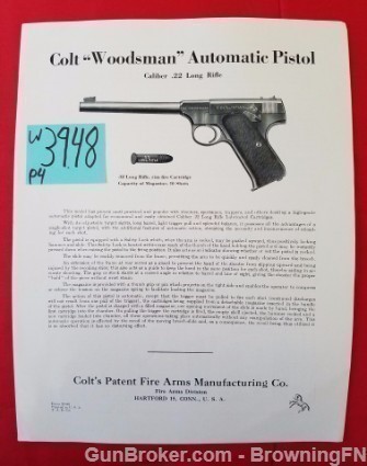 Orig Colt .22LR Woodsman Owners Manual Post WWII-img-0