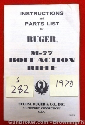 Orig Ruger Model 77 1970 Price List-img-0