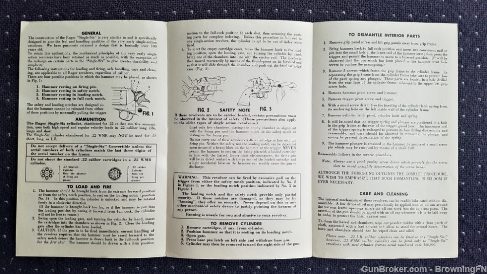 Orig Ruger Super Single-Six Owners Manual 1972-img-1