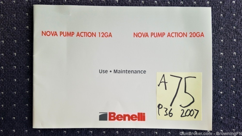 Orig Benelli Nova Pump Action 12g Owners Manual 2007-img-0