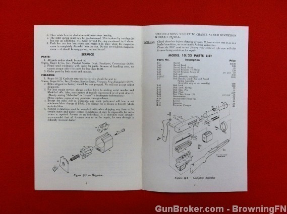 Orig Ruger Model 10 .22 Owners Instruction Manual 1975 22-img-1