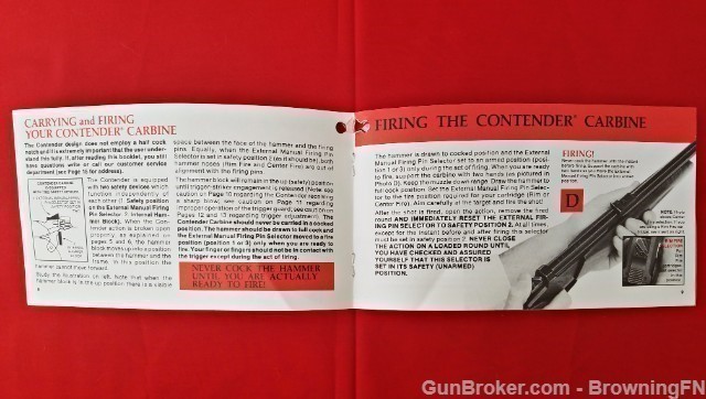 Orig  T/C Contender Carbine Owners Instruction Manual 1985 Thompson Center-img-2