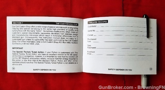 Orig Colt Python Owners Manual 2003-img-1