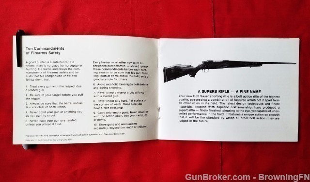 Orig Colt Sauer Sporting Rifle Owners Manual 1977-img-1