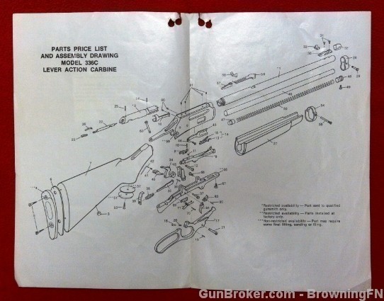 Orig Marlin 1974 Model 336C Parts Price List-img-1