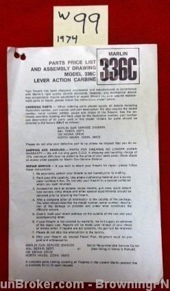 Orig Marlin 1974 Model 336C Parts Price List-img-0