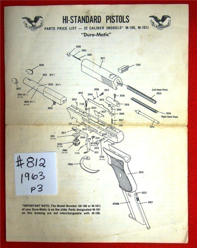 Orig Hi-Standard Pistols Price List Dura-Matic '63-img-0