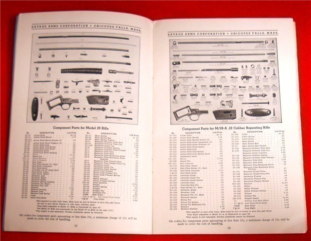 Orig Savage Arms Component Part Price List 1948-img-1