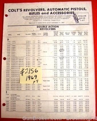 Orig Colt Price List 1969 All Models 4 pages-img-0